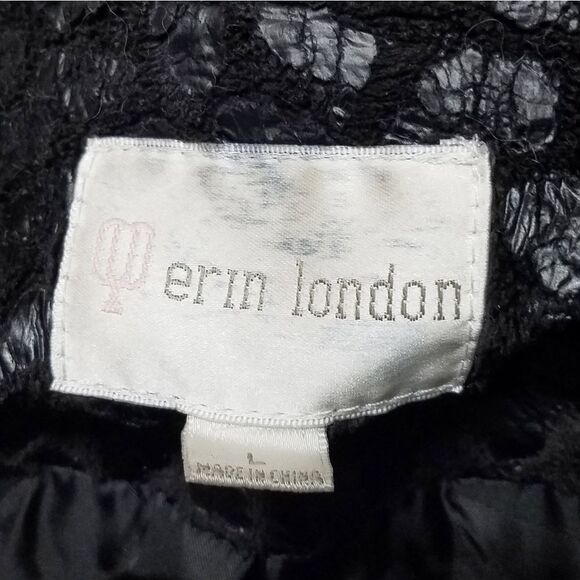 VINTAGE 90s Erin London Black Vegan Leather Jacket - Picture 10 of 11